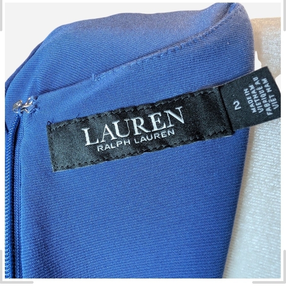 Pre-owned Lauren Ralph Lauren Elegant Blue Long Sleeve Dress - Picture 7 of 9